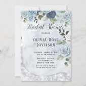 Dusty Blue Chic Watercolor Brautparty Einladung (Vorderseite)