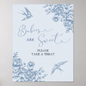 Dusty Blue Chinoiserie Babies sind Sweet Sign Poster (Vorne)