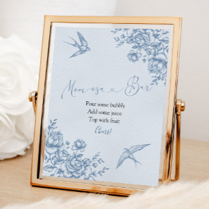 Dusty Blue Chinoiserie Baby Mama osa Bar Sign Poster