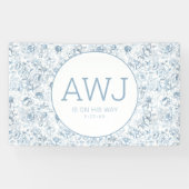 Dusty Blue Chinoiserie Baby Showbanner Banner (Horizontal)