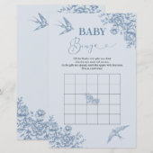 Dusty Blue Chinoiserie Baby Shower Baby Bingo (Vorne/Hinten)