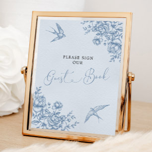 Dusty Blue Chinoiserie Baby Shower Gästebuch