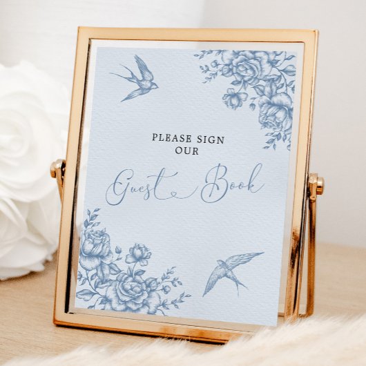 Dusty Blue Chinoiserie Baby Shower Gästebuch