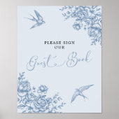 Dusty Blue Chinoiserie Baby Shower Gästebuch (Vorne)