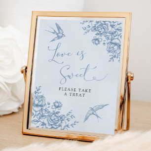 Dusty Blue Chinoiserie Baby Shower Liebe ist Sweet Poster