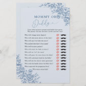 Dusty Blue Chinoiserie Baby Shower Mommy oder Dadd (Vorne/Hinten)