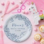 Dusty Blue Chinoiserie Baby Shower Paper Plate Pappteller (Party)