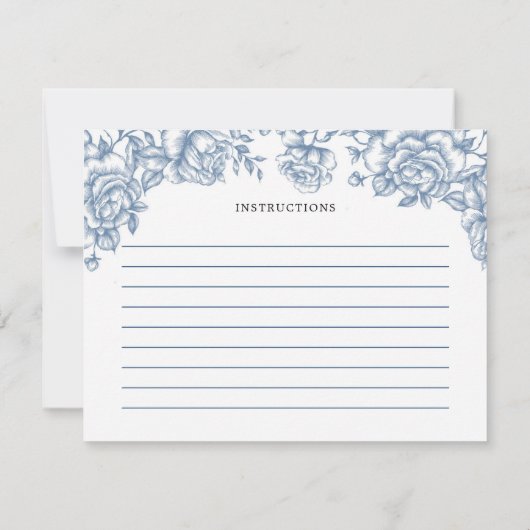 Dusty Blue Chinoiserie Baby Shower Rezeptkarte Einladung (Rückseite)