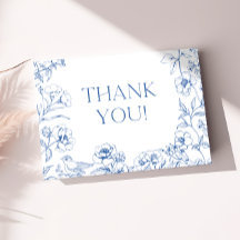 Dusty Blue Chinoiserie Babydusche Danke Karte