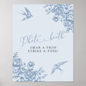 Dusty Blue Chinoiserie Babydusche Foto Stand Poster (Vorne)