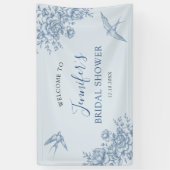 Dusty Blue Chinoiserie Babydusche Große Banner (Vertikal)