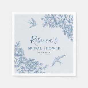 Dusty Blue Chinoiserie Babydusche Papier Napkin Serviette