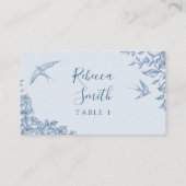 Dusty Blue Chinoiserie Babydusche Platzkarte (Rückseite)