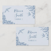 Dusty Blue Chinoiserie Babydusche Platzkarte (Vorne/Hinten)
