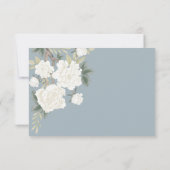 Dusty Blue Chinoiserie Bird Peony Wedding RSVP Karte (Rückseite)