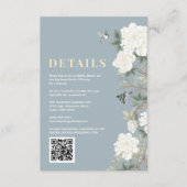 Dusty Blue Chinoiserie Blume Hochzeiten Details Begleitkarte (Vorderseite)