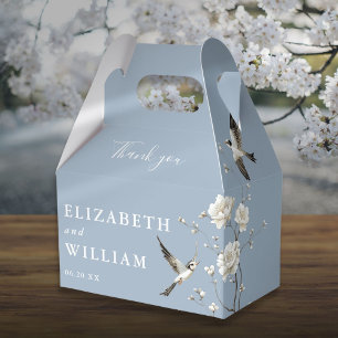 Dusty Blue Chinoiserie Blumen Hochzeit Danke Geschenkschachtel
