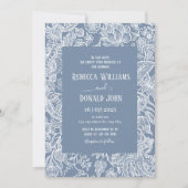 Dusty Blue Chinoiserie Blumenstrauß Einladung (Vorderseite)