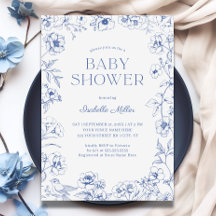 Dusty Blue Chinoiserie Boy Baby Dusche