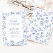 Dusty Blue Chinoiserie Boy Baby Dusche Einladung