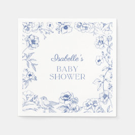 Dusty Blue Chinoiserie Boy Baby Dusche Serviette