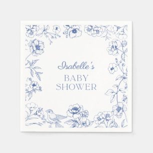 Dusty Blue Chinoiserie Boy Baby Dusche Serviette