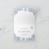 Dusty Blue Chinoiserie Brautparty Faltkarte Dankeskarte (Innenseite)