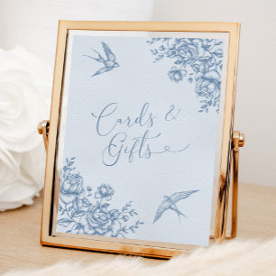 Dusty Blue Chinoiserie Brautparty Karten und Gesch Poster