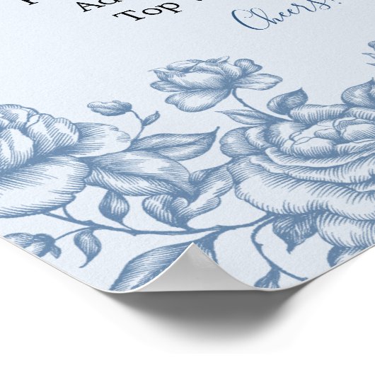 Dusty Blue Chinoiserie Brautparty Mimosa Bar Poster (Ecke)