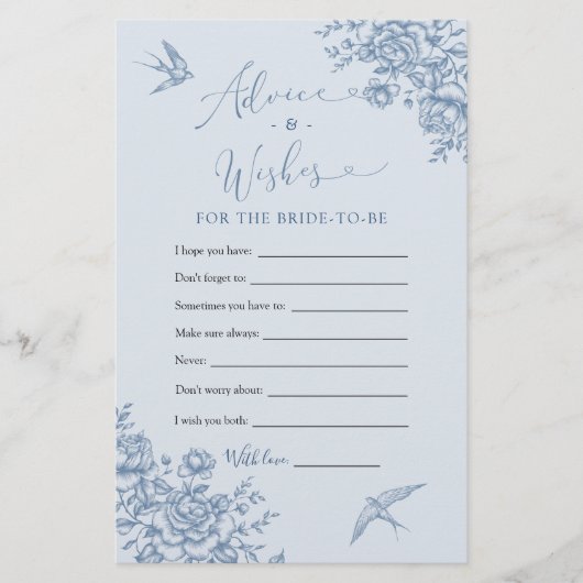 Dusty Blue Chinoiserie Bridal Beratung und Wünsche (Vorderseite)