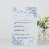 Dusty Blue Chinoiserie Bridal Was Groom sagt (Stehend Vorderseite)