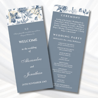 Dusty Blue Chinoiserie Christian Wedding Program Programm