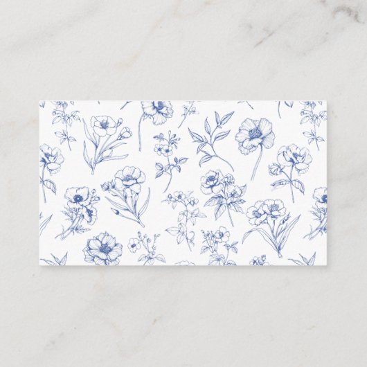 Dusty Blue Chinoiserie Diaper Raffle Ticket Begleitkarte (Rückseite)