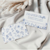 Dusty Blue Chinoiserie Diaper Raffle Ticket Begleitkarte