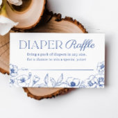 Dusty Blue Chinoiserie Diaper Raffle Ticket Begleitkarte