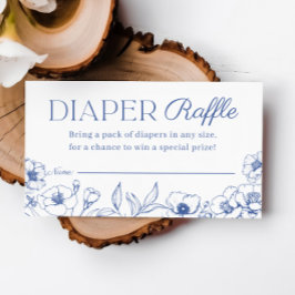 Dusty Blue Chinoiserie Diaper Raffle Ticket Begleitkarte