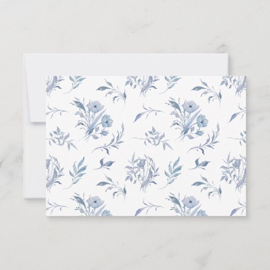 Dusty Blue Chinoiserie | Einfache Hochzeit RSVP Karte (Rückseite)