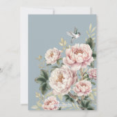 Dusty Blue Chinoiserie Floral Foto Save the Date Einladung (Rückseite)