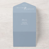 Dusty Blue Chinoiserie Floral QR Code Wedding All In One Einladung (Außenbereich)