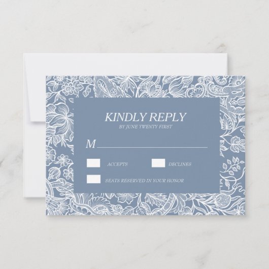 Dusty Blue Chinoiserie Floral RSVP Karten (Vorderseite)