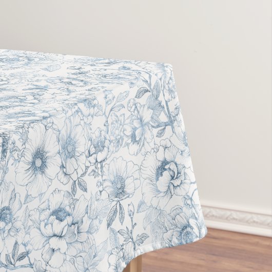 Dusty Blue Chinoiserie Floral Tablecloth Elegant Tischdecke (Beispiel)