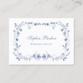 Dusty Blue Chinoiserie Floral Visitenkarte (Vorderseite)