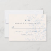 Dusty Blue Chinoiserie Floral Wedding RSVP Card (Vorderseite)