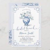 Dusty Blue Chinoiserie Ginger Jar Bridal Brunch Einladung (Vorne/Hinten)