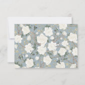 Dusty Blue Chinoiserie Ivory Blume Wedding RSVP Karte (Rückseite)
