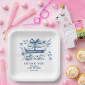 Dusty Blue Chinoiserie New chapter Baby Shower Pappteller (Party)