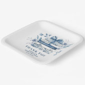 Dusty Blue Chinoiserie New chapter Baby Shower Pappteller (Gewinkelt)