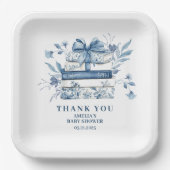 Dusty Blue Chinoiserie New chapter Baby Shower Pappteller (Vorderseite)