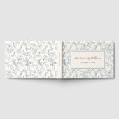 Dusty Blue Chinoiserie Pattern Wedding Gästebuch (Voll)