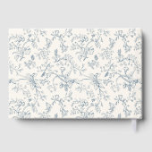 Dusty Blue Chinoiserie Pattern Wedding Gästebuch (Rückseite)